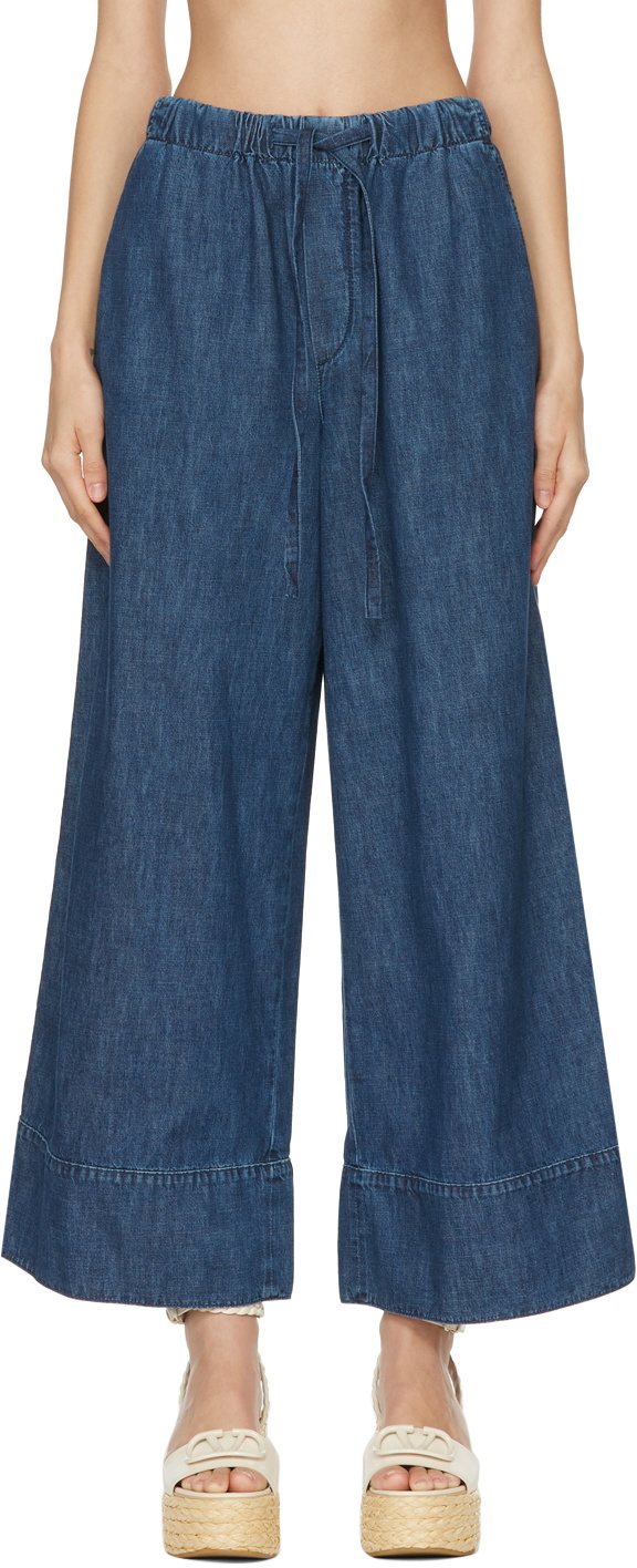 Valentino Blue Wide Denim Jeans Valentino