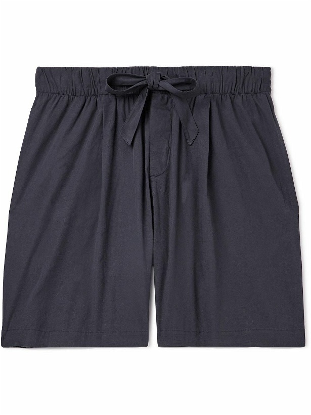 Photo: TEKLA - Birkenstock Straight-Leg Pleated Organic Cotton-Poplin Pyjama Shorts - Gray