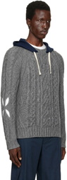 Stefan Cooke Gray Hooded Cable Sweater