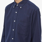 Beams Plus Men's Button Down Solid Flannel Shirt in Navy