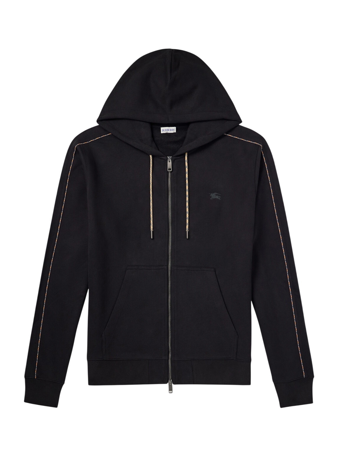 BURBERRY - Panelled Checked Loopback Cotton-Jersey Zip-Up Hoodie