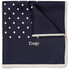 Drake's - Polka-Dot Silk Pocket Square - Blue