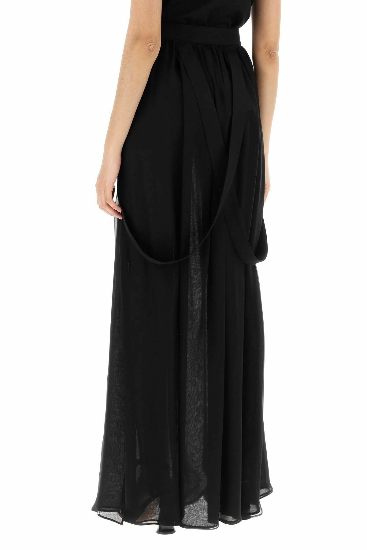 MAX MARA maxi silk chiffon jedy skirt in Black Max Mara