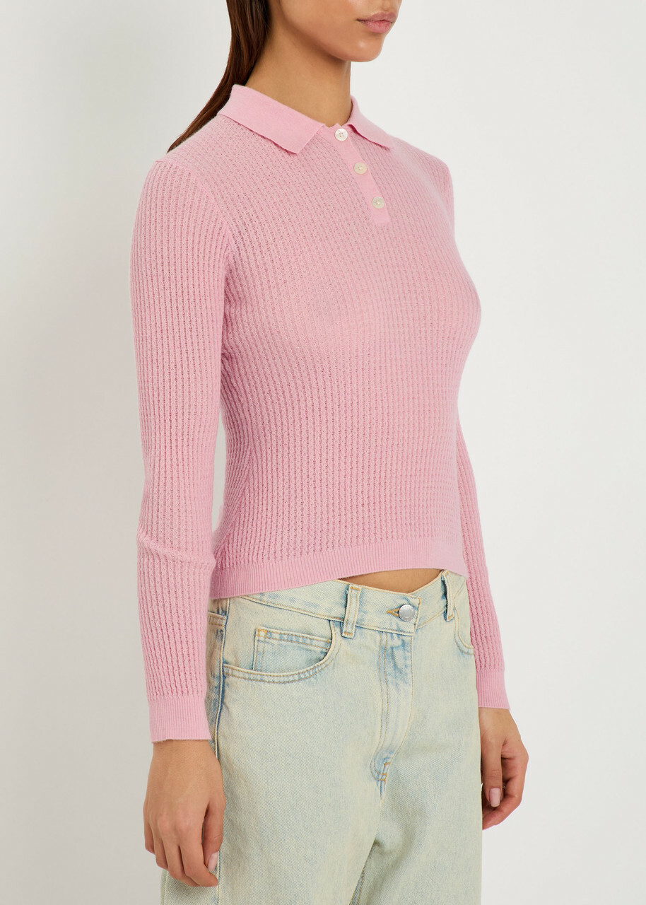 Guest In Residence Shrunken Cashmere Polo Shirt Pink