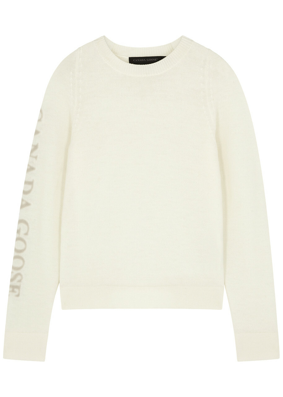 Canada Goose Saturna Logo-intarsia Wool Jumper, Cream, Jumper, Wool