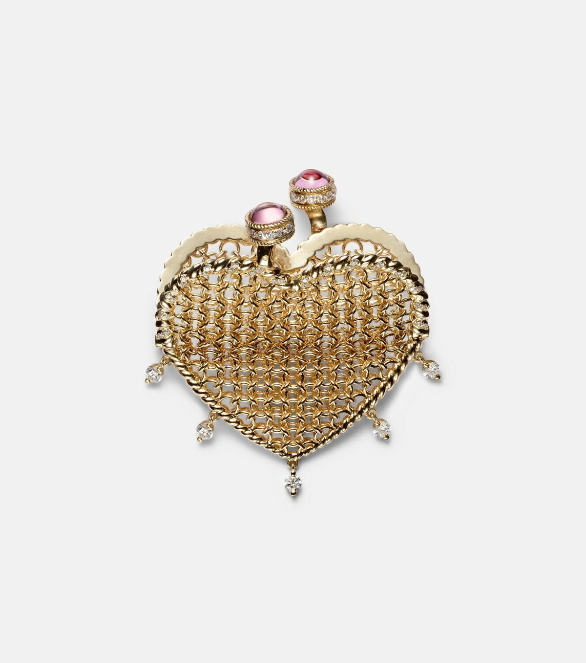 Yvonne Léon Minaudière Maxi 18kt and 9kt gold pendant necklace with diamonds and tourmaline