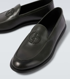Giorgio Armani Embroidered logo leather loafers