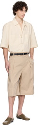 LEMAIRE Beige Maxi Pleated Bermuda Shorts