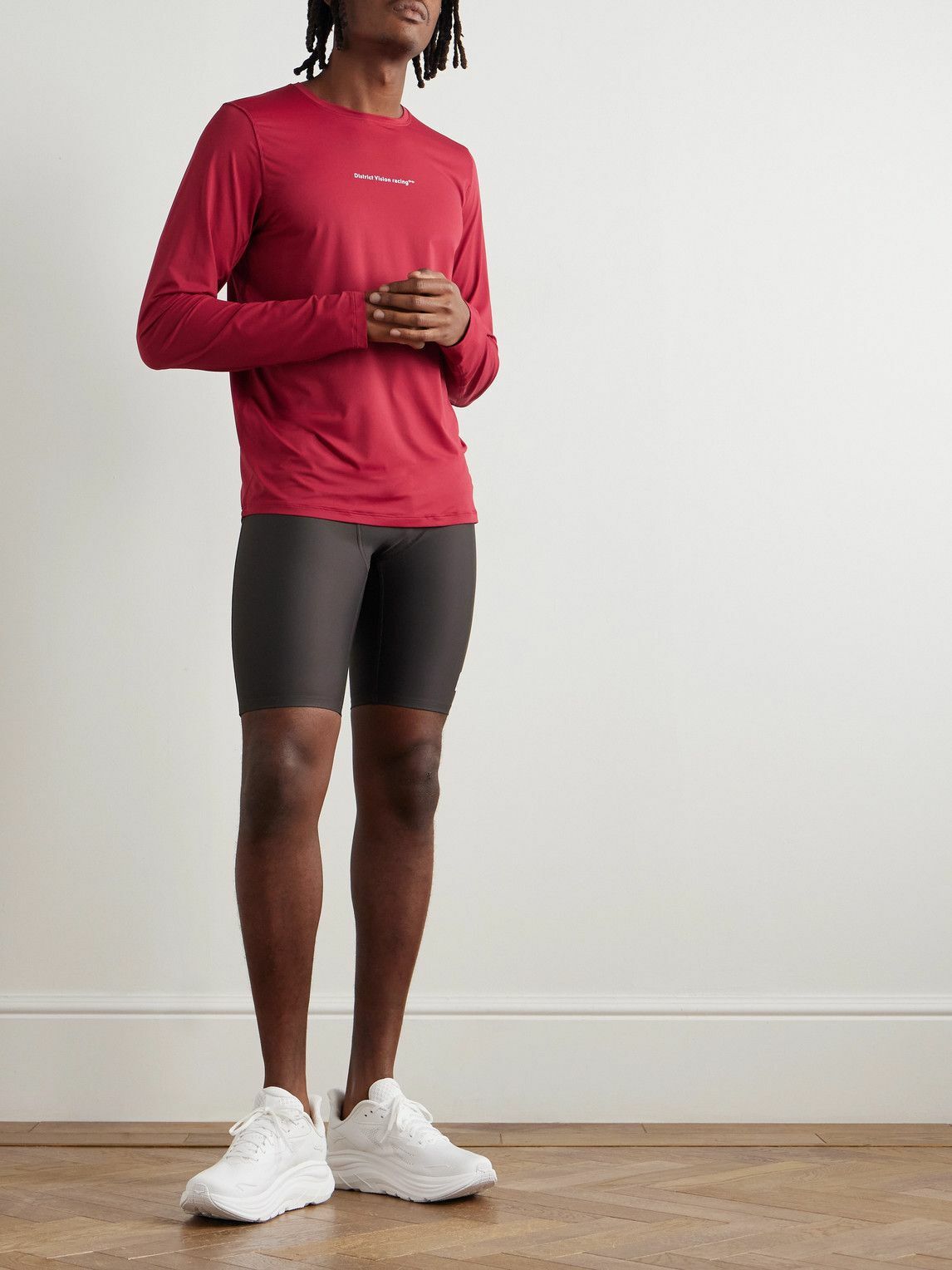 DISTRICT VISION - Perforated Logo-Print Aloe Stretch-Jersey T-Shirt - Red
