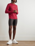 DISTRICT VISION - Perforated Logo-Print Aloe Stretch-Jersey T-Shirt - Red
