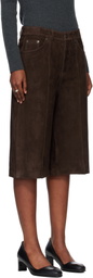 TONYWACK Brown Straight-Leg Bermuda Goat Suede Shorts