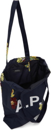 A.P.C. Navy Flower Print Lou Tote