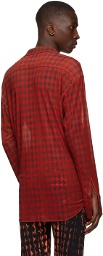 Maximilian Red & Brown Mesh Harlequin Shirt