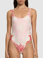VERSACE Printed Coral Lycra One Piece Swimsuit