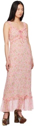 Anna Sui Pink Ruffle Maxi Dress