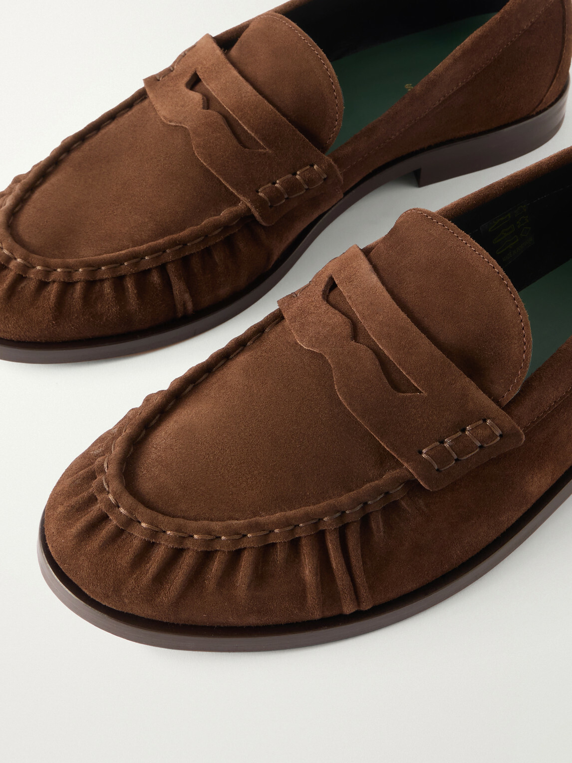 VINNY's - Louee Gathered Suede Loafers - Brown