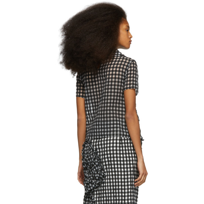 Chika Kisada Black and White Check Ruched Blouse