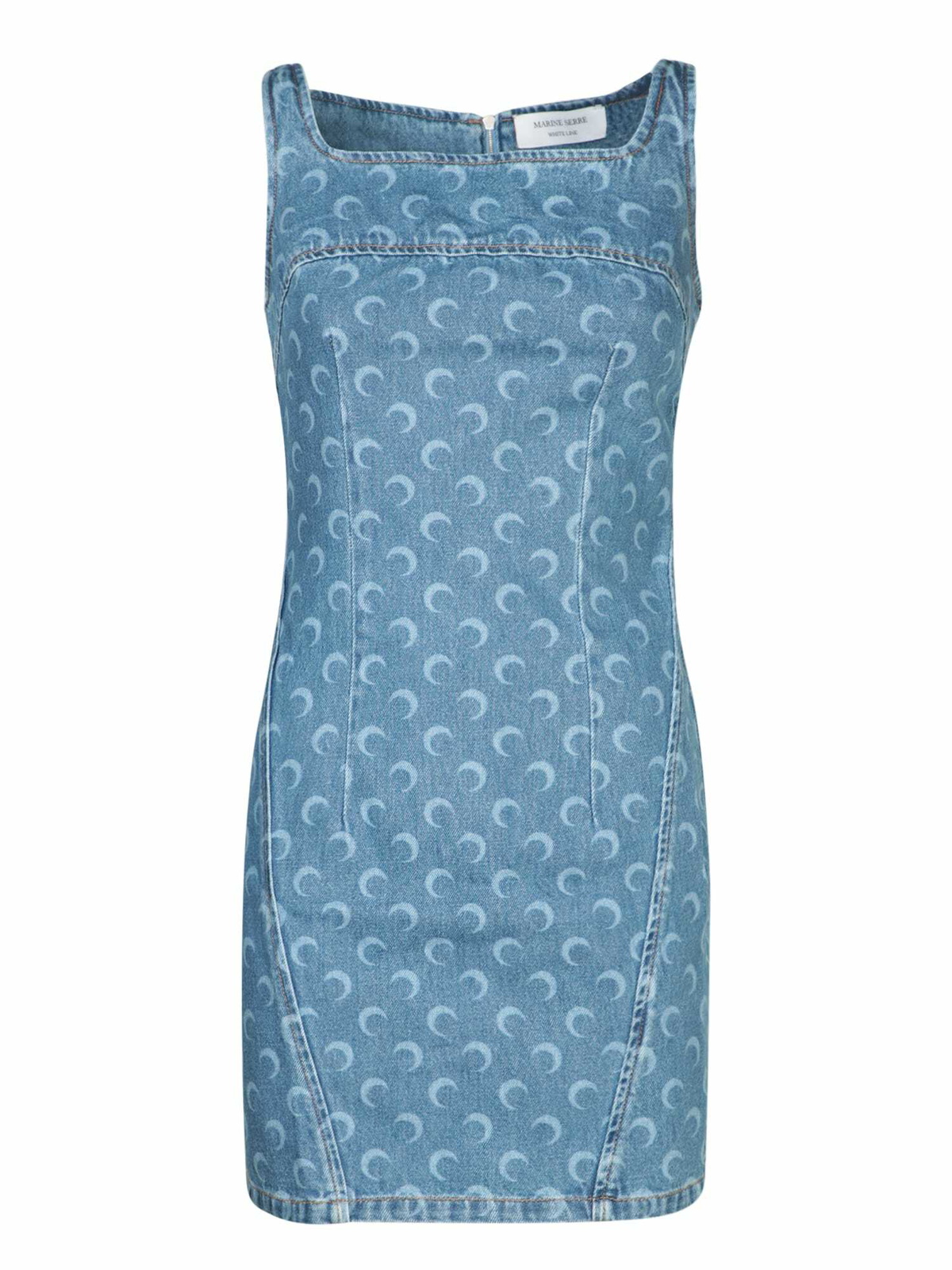 Marine Serre Regenerated Denim Sleeveless Mini Dress Marine