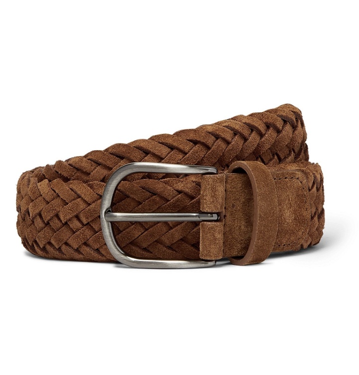 Photo: Anderson's - 4cm Tan Woven Suede Belt - Brown