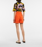Marni - High-rise cotton and linen shorts
