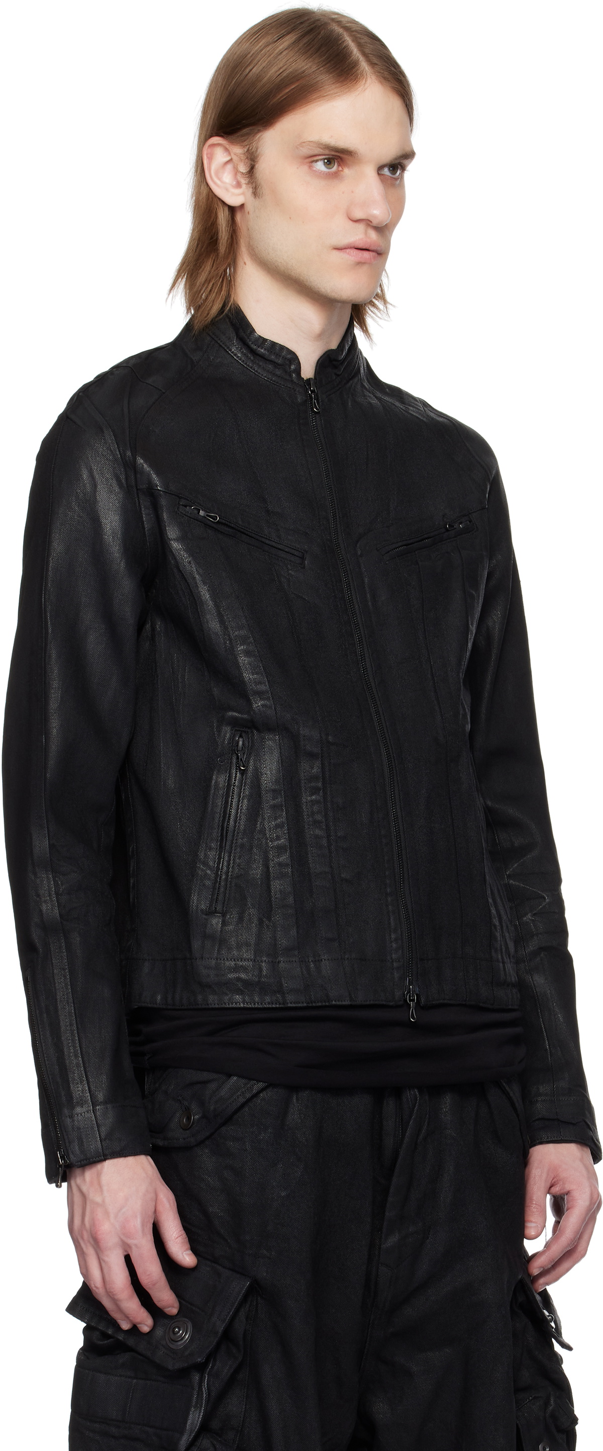 最新‼️ JULIUS 26SS Seamed Skinny Jacket Julius Black Seamed Riders Denim Jacket Julius