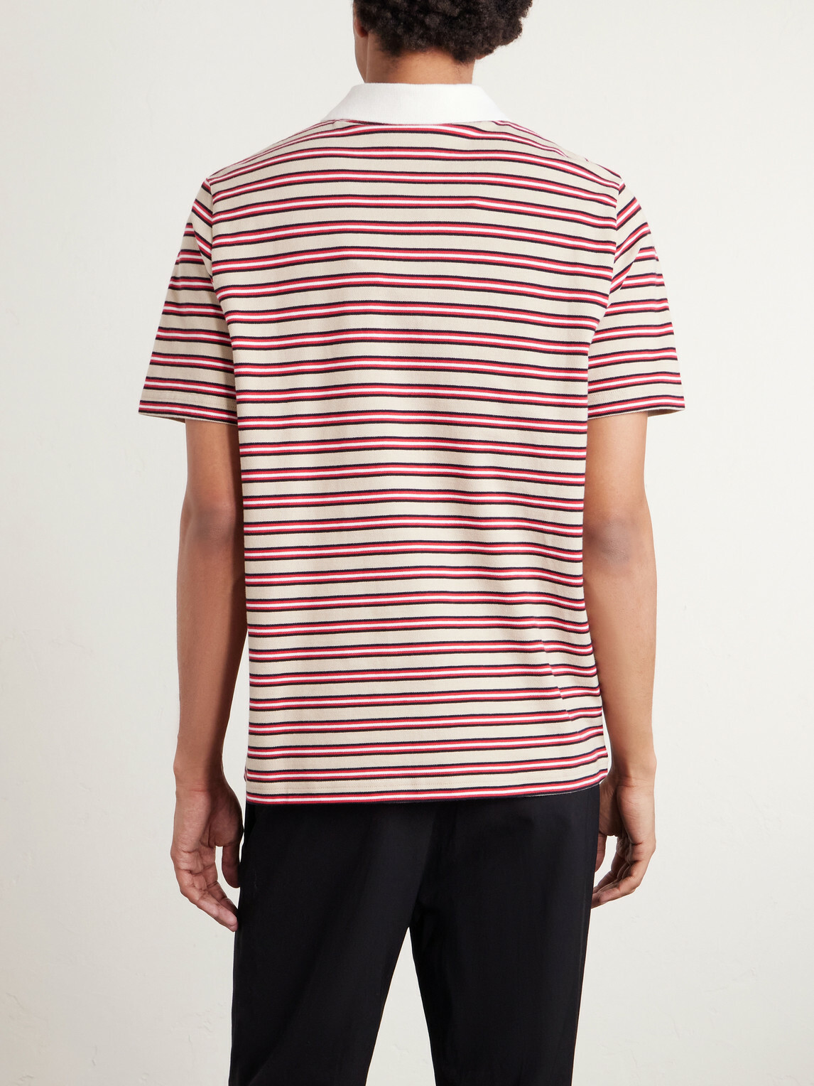 A.P.C. - Oscar Logo-Embroidered Striped Organic Cotton-Piqué Polo Shirt - Red