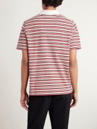 A.P.C. - Oscar Logo-Embroidered Striped Organic Cotton-Piqué Polo Shirt - Red
