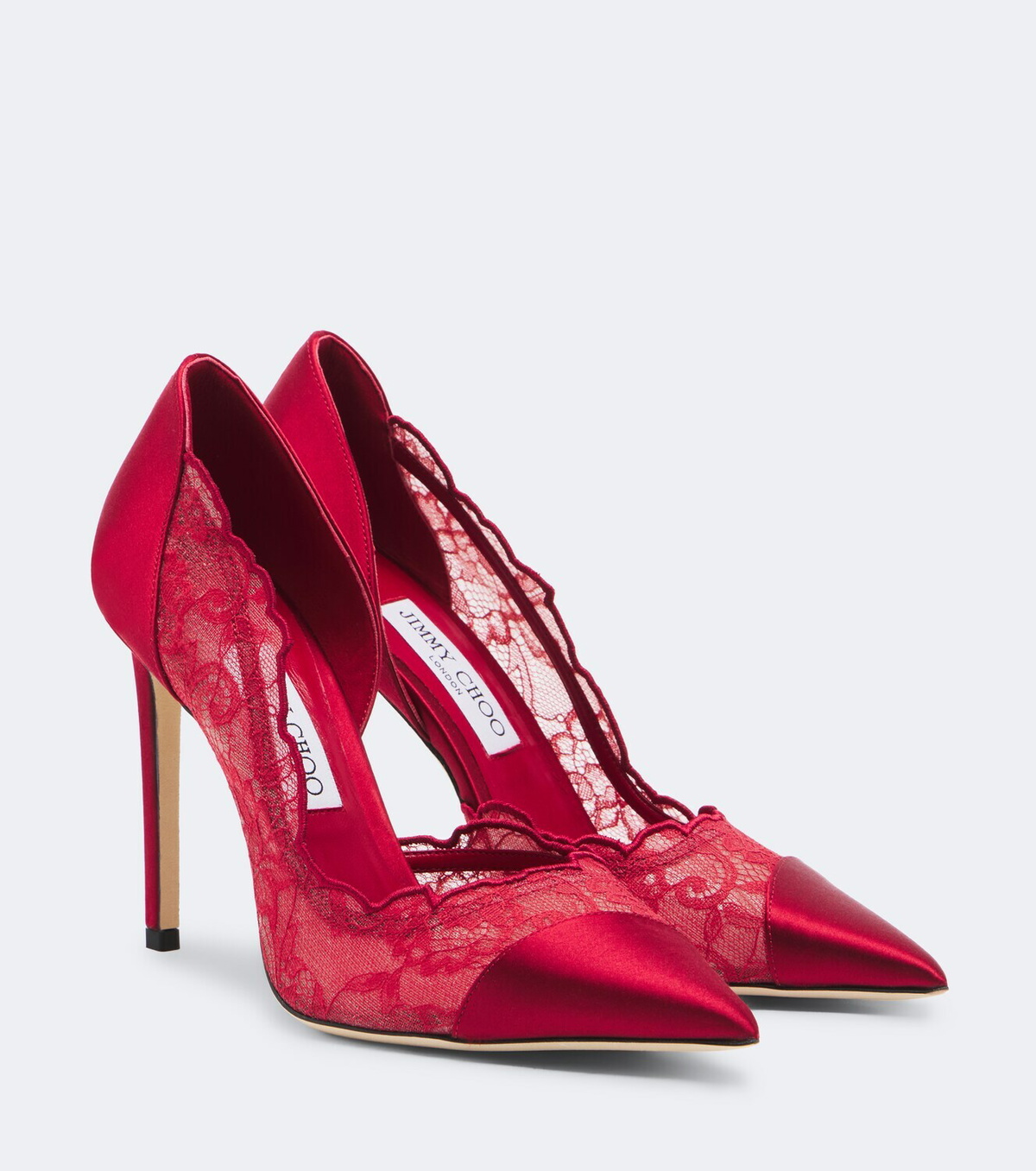 Jimmy Choo Brigitte lace-trimmed satin pumps