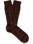 ERMENEGILDO ZEGNA - Stretch Cotton-Blend Socks - Brown