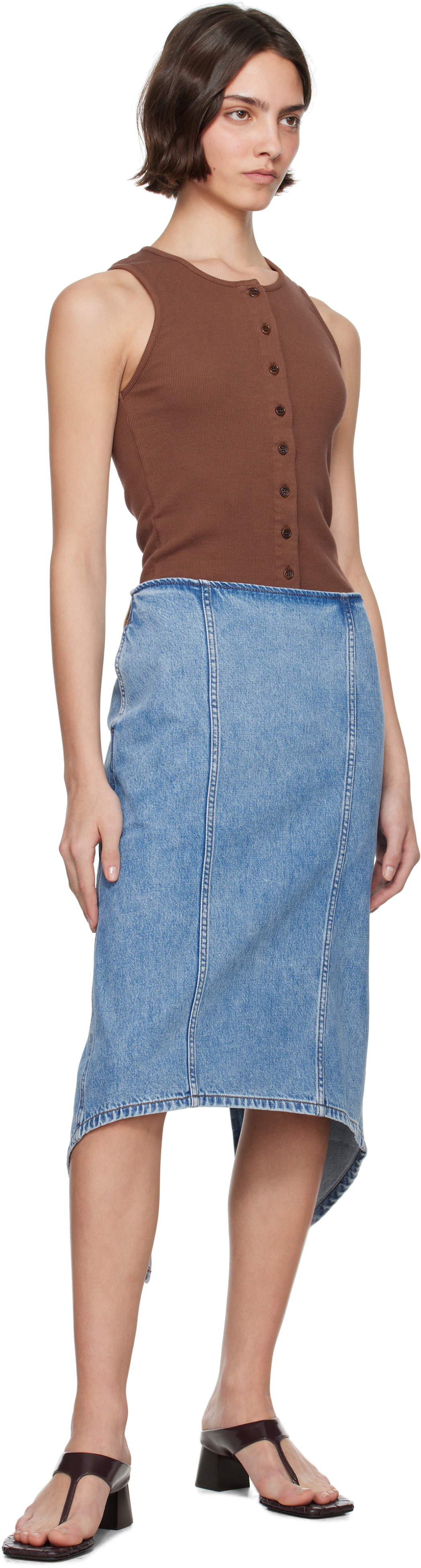 JW Anderson Brown Buttoned Tank Top