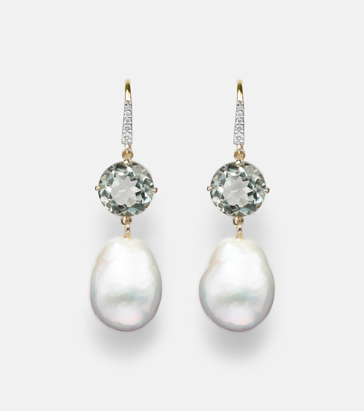 Mateo 14kt gold drop earrings with amethysts, pearls, and diamonds