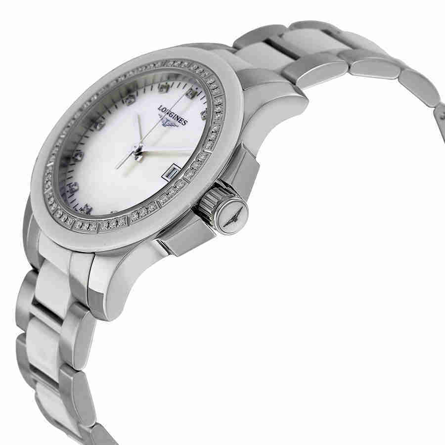 Longines Conquest White Ceramic Diamond Ladies Watch L32810877