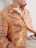 God's True Cashmere - Twilight Checked Linen Shirt - Orange