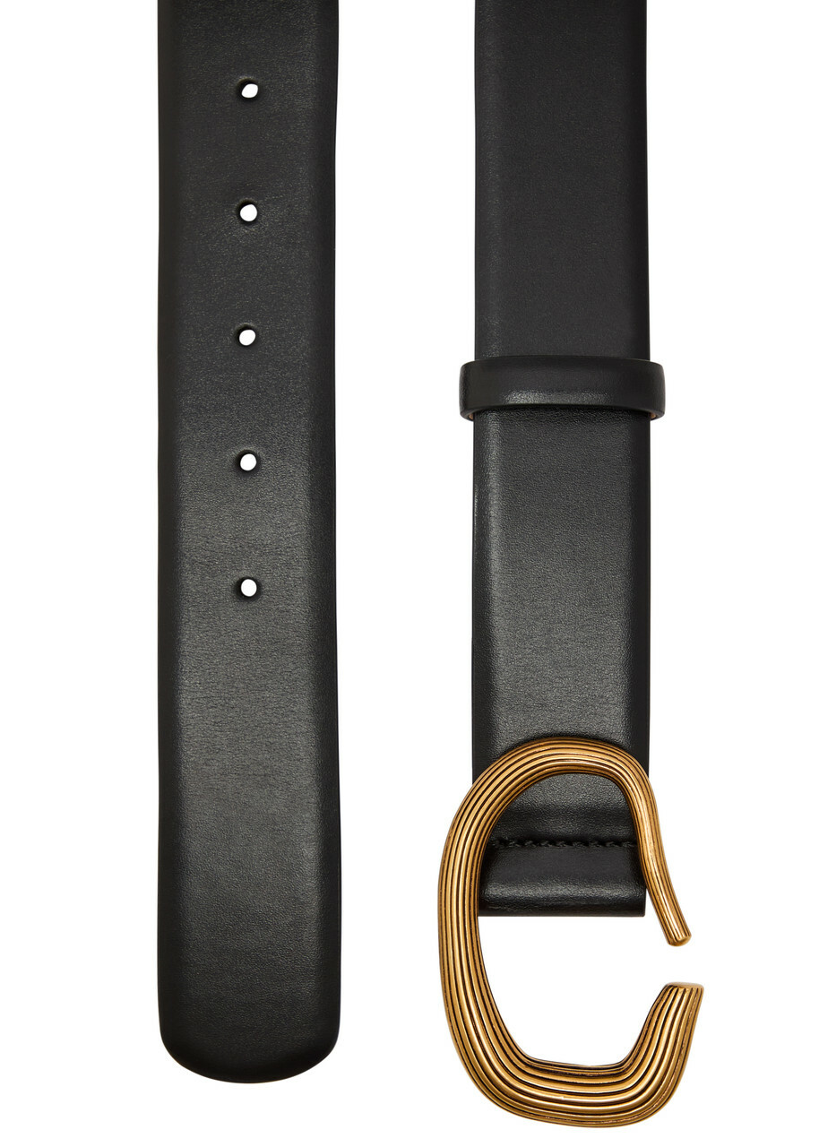 Khaite Santa Fe Leather Belt Black