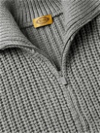 Tod's - Ribbed Merino Wool Zip-Up Sweater - Gray
