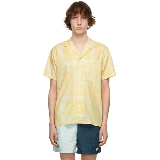 Photo: Bather Yellow and White Bandana Camp Short Sleeve Shirt