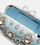 Self-Portrait Crystal-embellished satin clutch