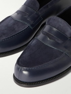 J.M. Weston - 180 Leather and Suede Penny Loafers - Blue