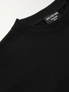 BALENCIAGA - Oversized Logo-Embroidered Cotton-Jersey T-Shirt - Black