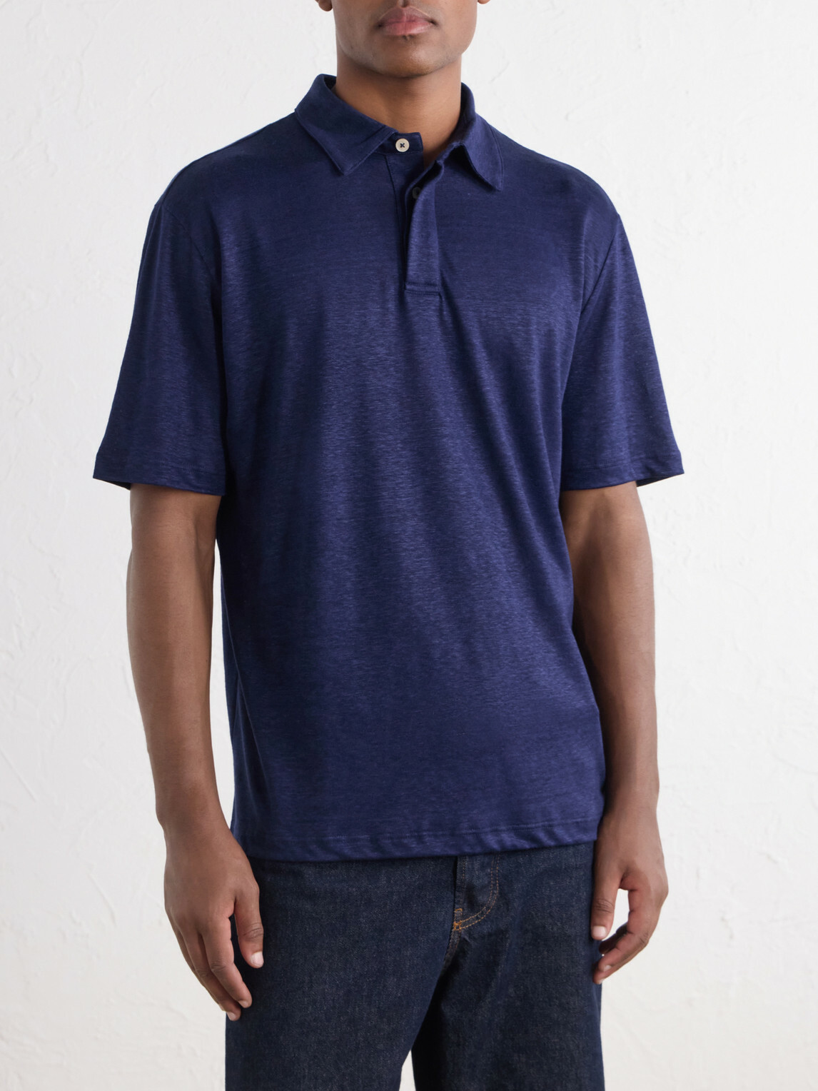 Eleventy - Linen-Jersey Polo Shirt - Blue