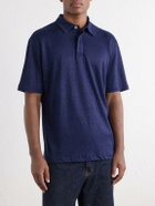 Eleventy - Linen-Jersey Polo Shirt - Blue