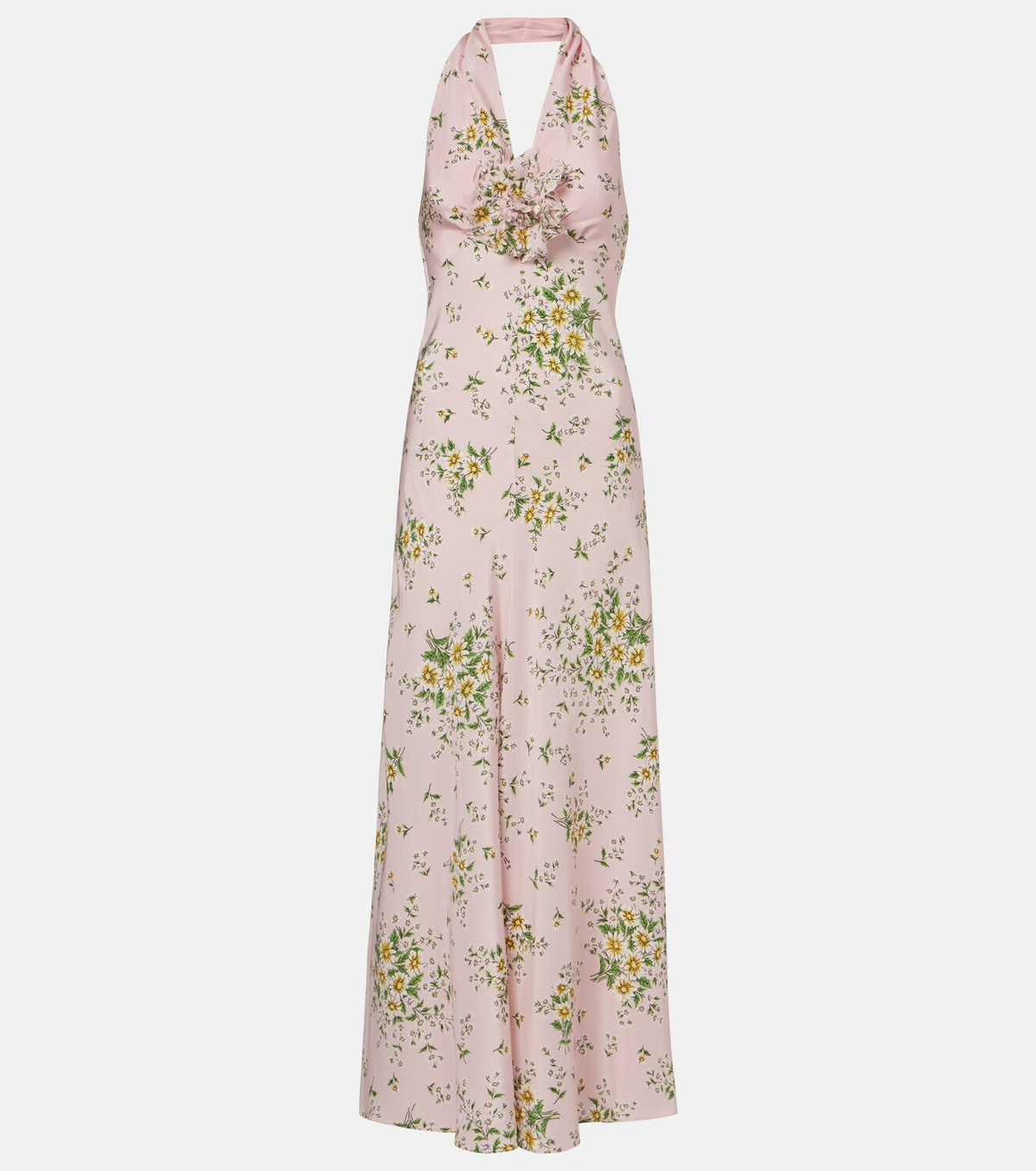 Rodarte Floral-appliqué floral silk crêpe gown