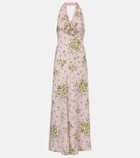 Rodarte Floral-appliqué floral silk crêpe gown