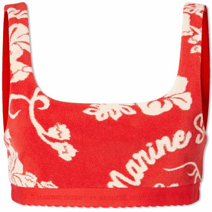 Photo: Marine Serre Women's Jersey Jacquard Cropped Bralet Top in Red