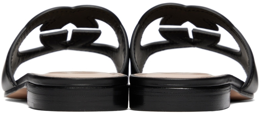 Women's Interlocking G thong sandal in black leather