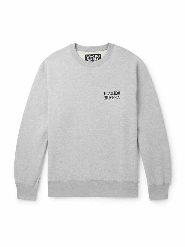 Photo: Wacko Maria - Logo-Embroidered Cotton-Jersey Sweatshirt - Gray