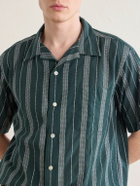 Hartford - New Palmito MC Camp-Collar Striped Cotton Shirt - Green