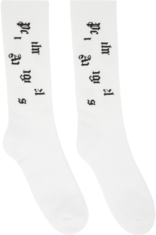 Photo: Palm Angels White Broken Logo Socks