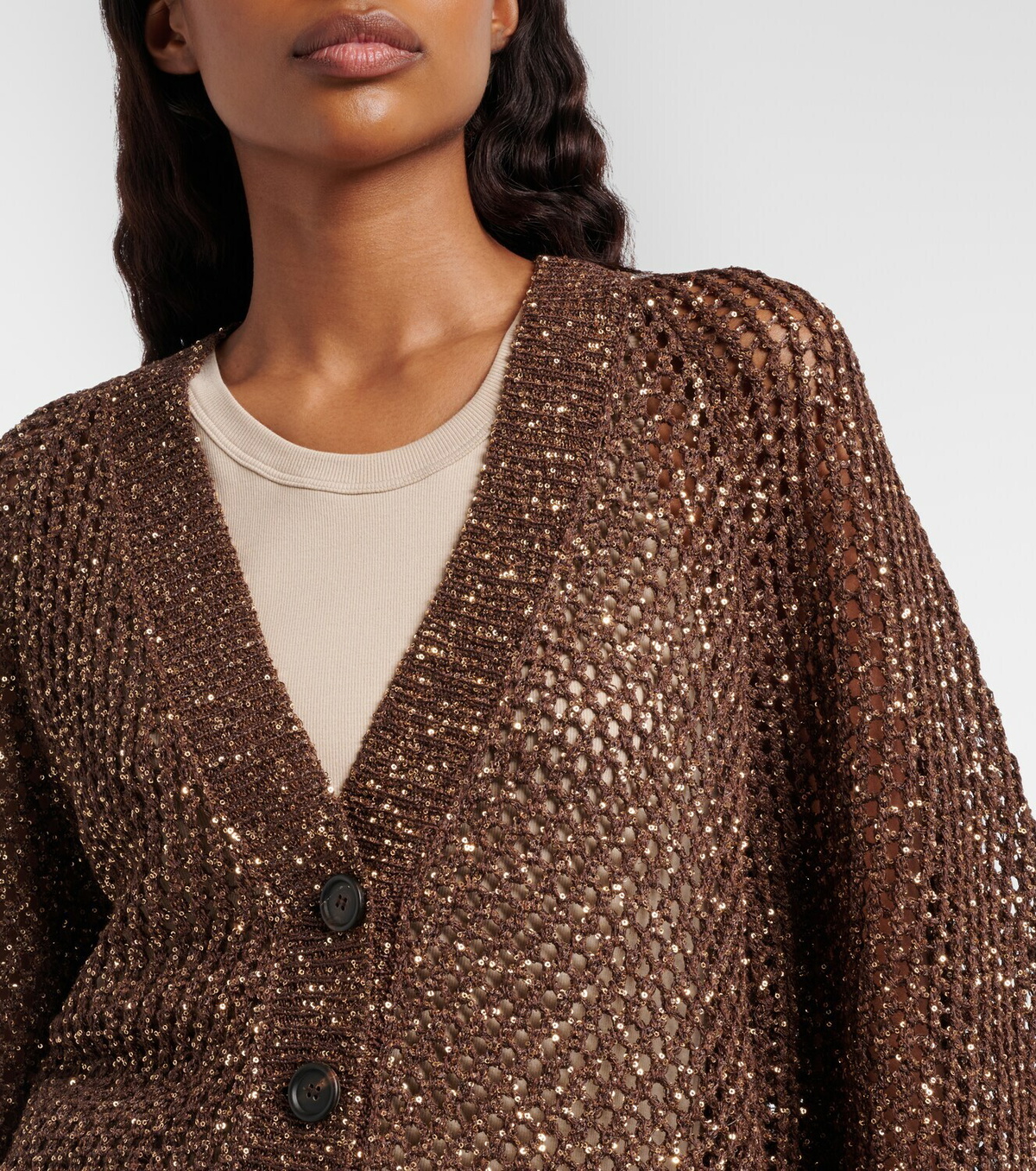 Brunello Cucinelli Open-knit sequined cardigan