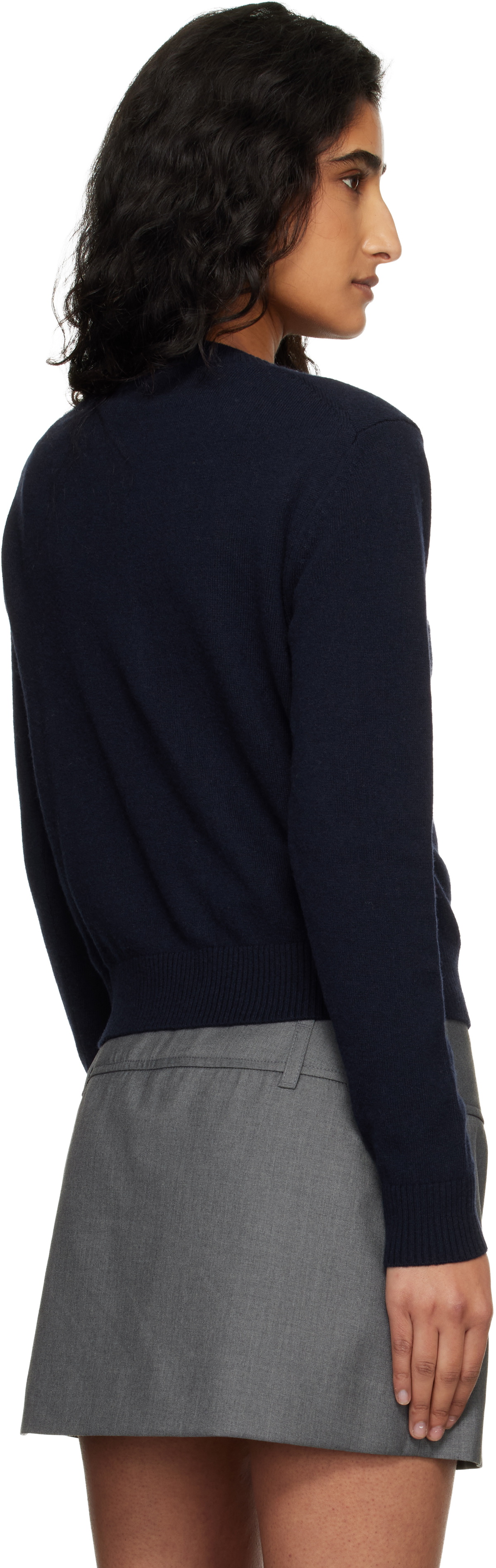 Dunst Navy Essential Crewneck Knit Cardigan